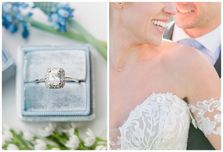 radiant cut diamond engagement ring, bride and groom colorado wedding 