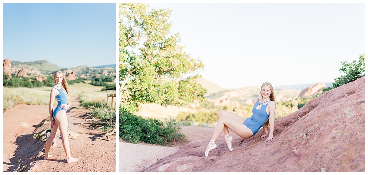 ballet dancer on red rocks for south valley park photos