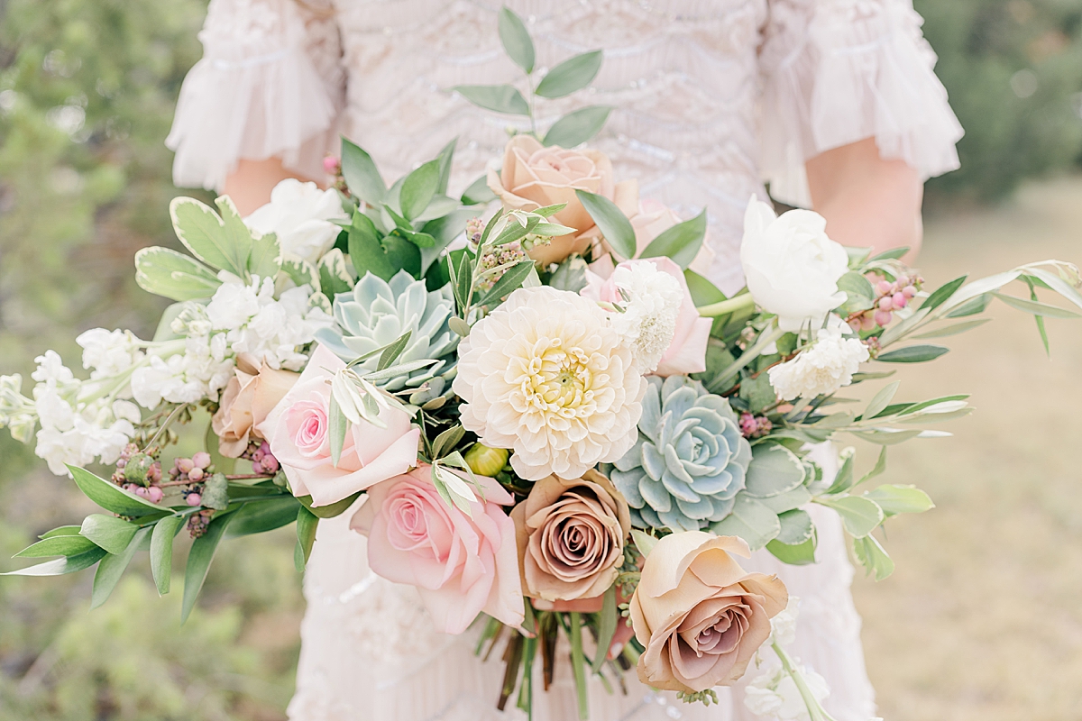 bridal bouquet with echeveria succulents