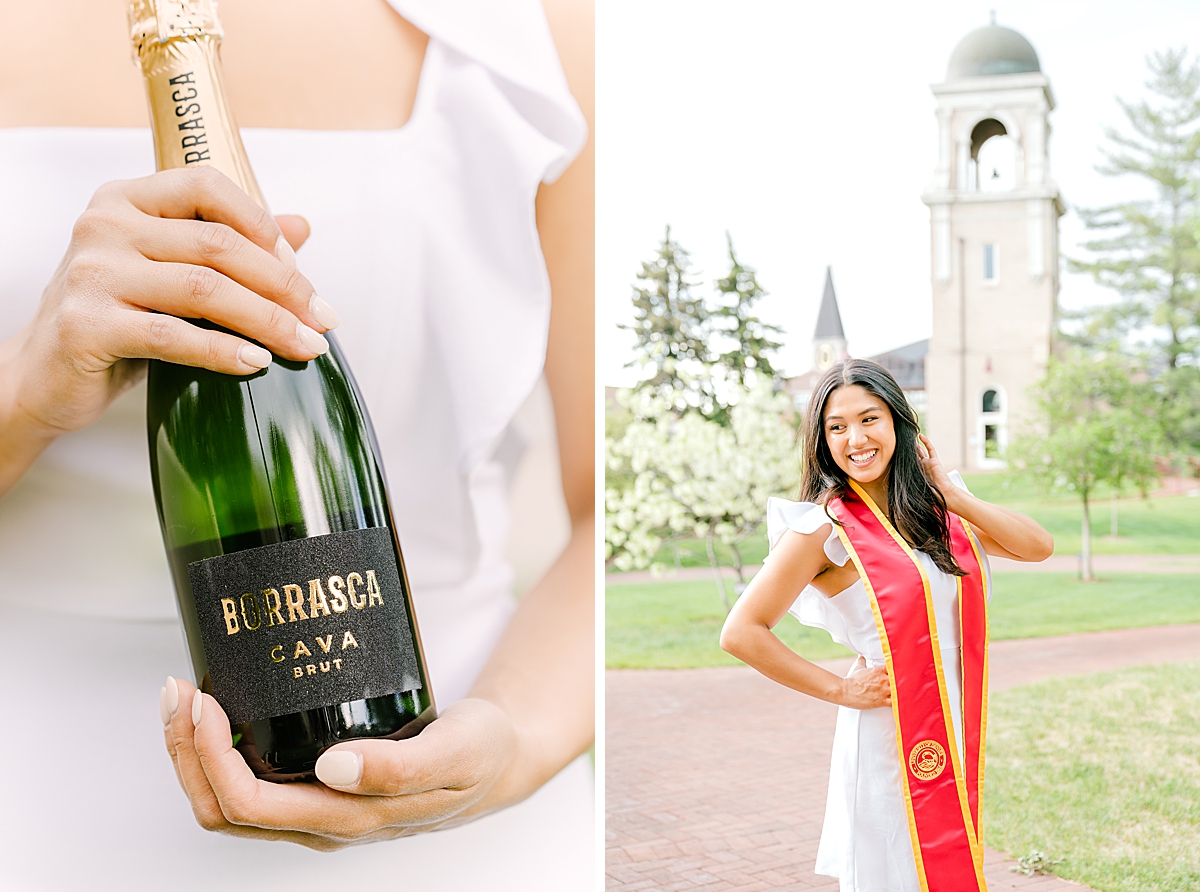 A cute girl celebrates with DU graduation photosl