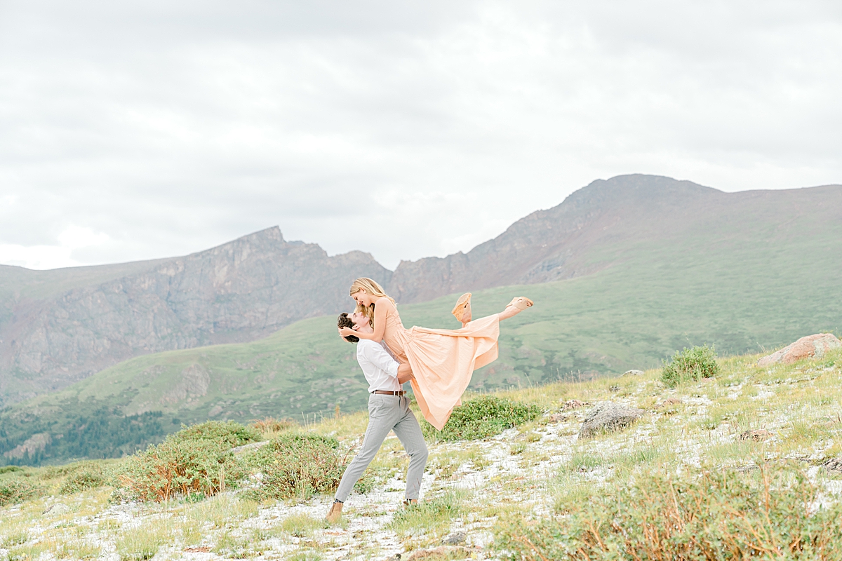 Colorado Ballet couple Catie and Liam pose at Mt. Bierstadt.