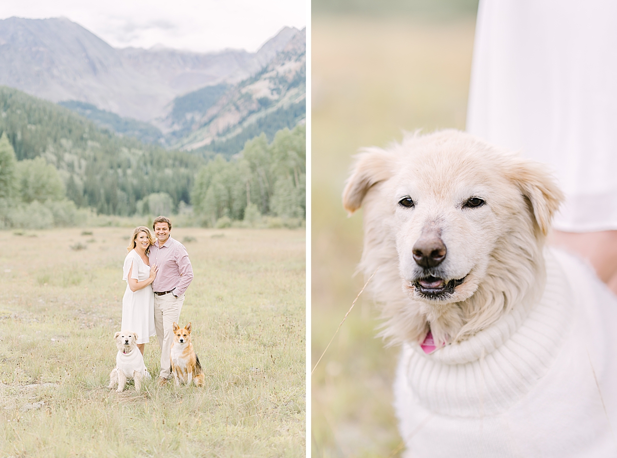 A couple smiles at the camera with their dogs in Ashcroft.