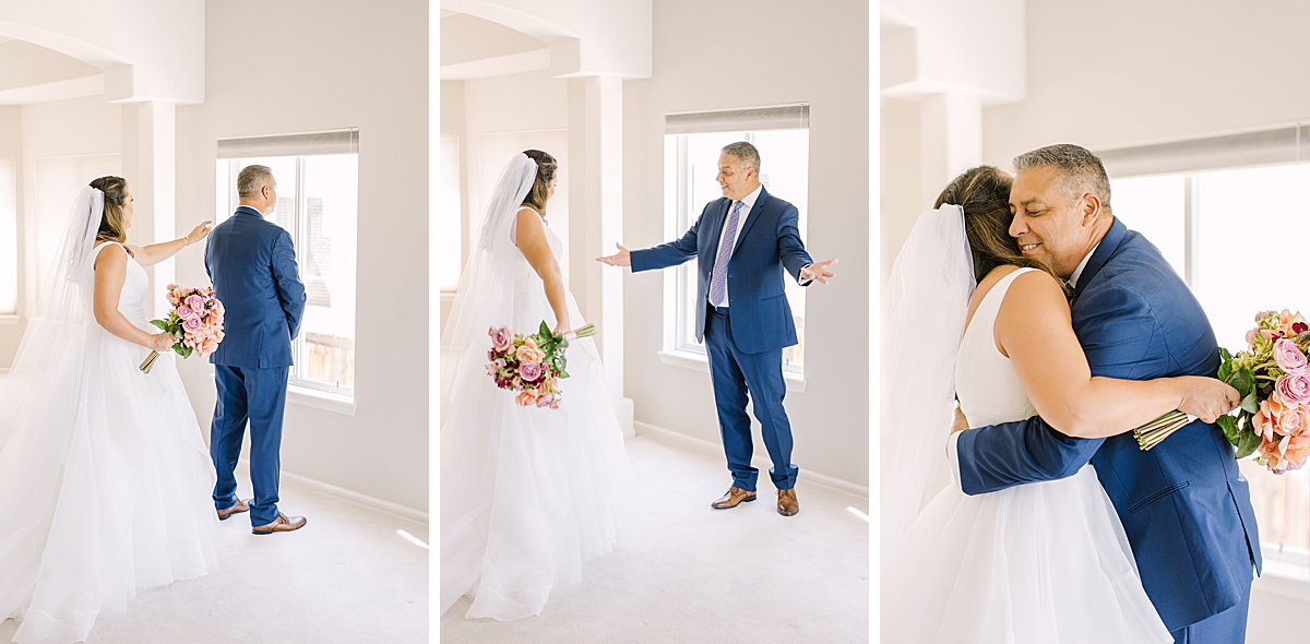 Bride shares a first look with her Dad.