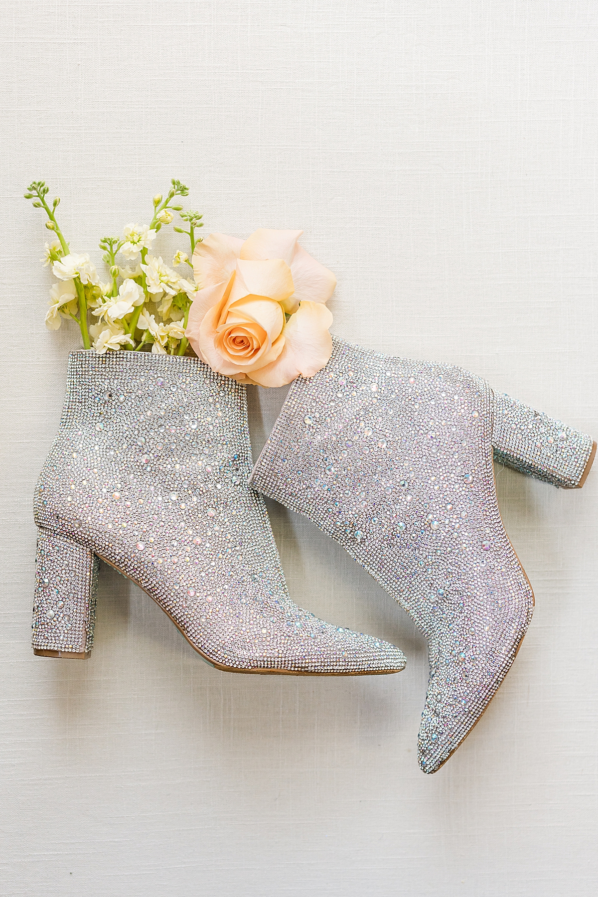 Betsey Johnson crystal boots with flowers