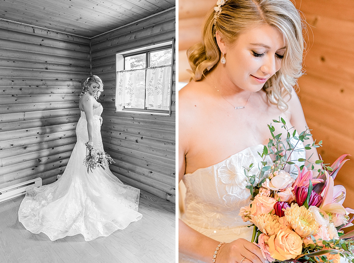 A bride gets ready for her wedding at Chair Mountain Ranch.