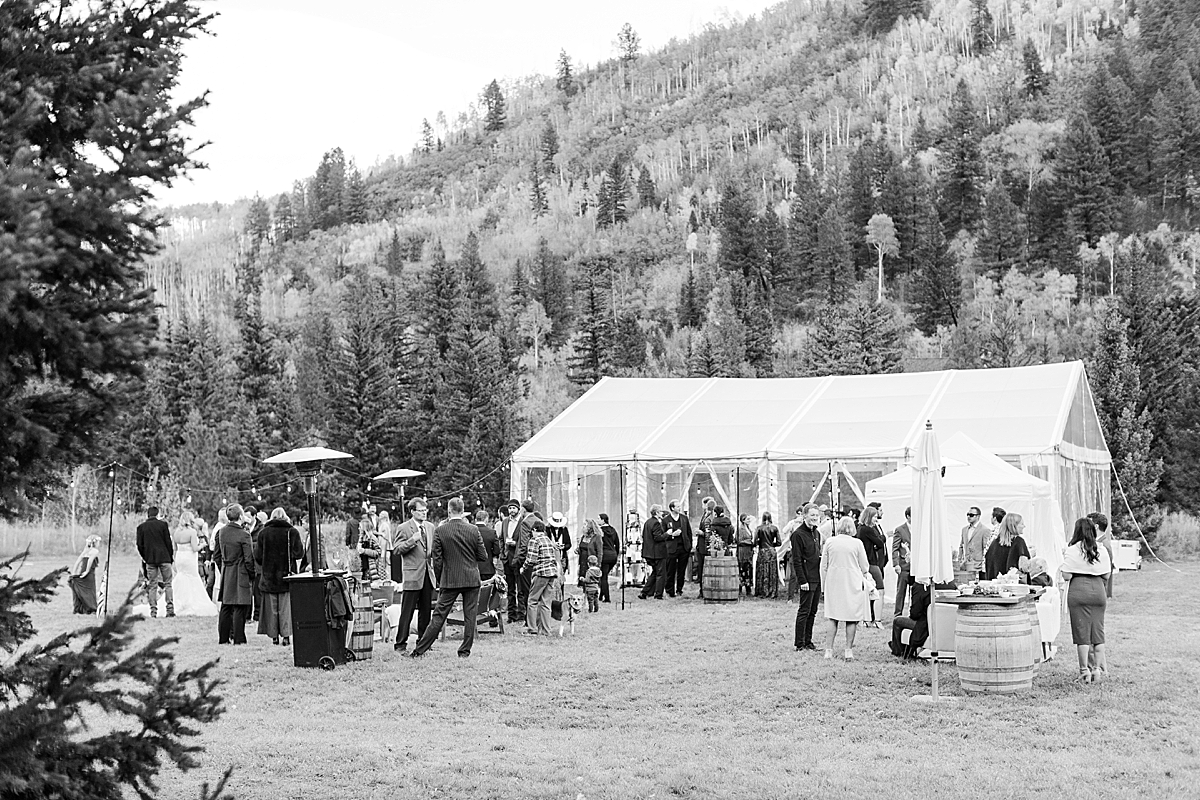Reception tent at Chair Mountain Ranch.