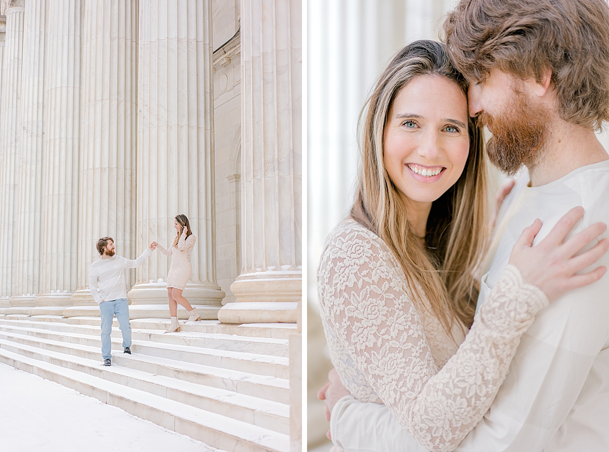 A couple takes photos at the Byron White Courthouse in Denver.