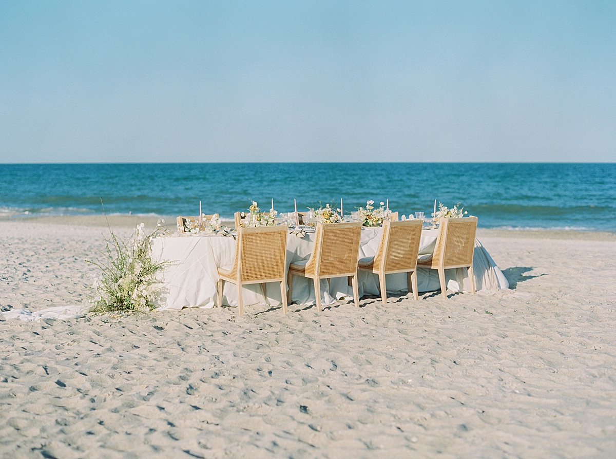 Luxury beach wedding on film reception on the beach