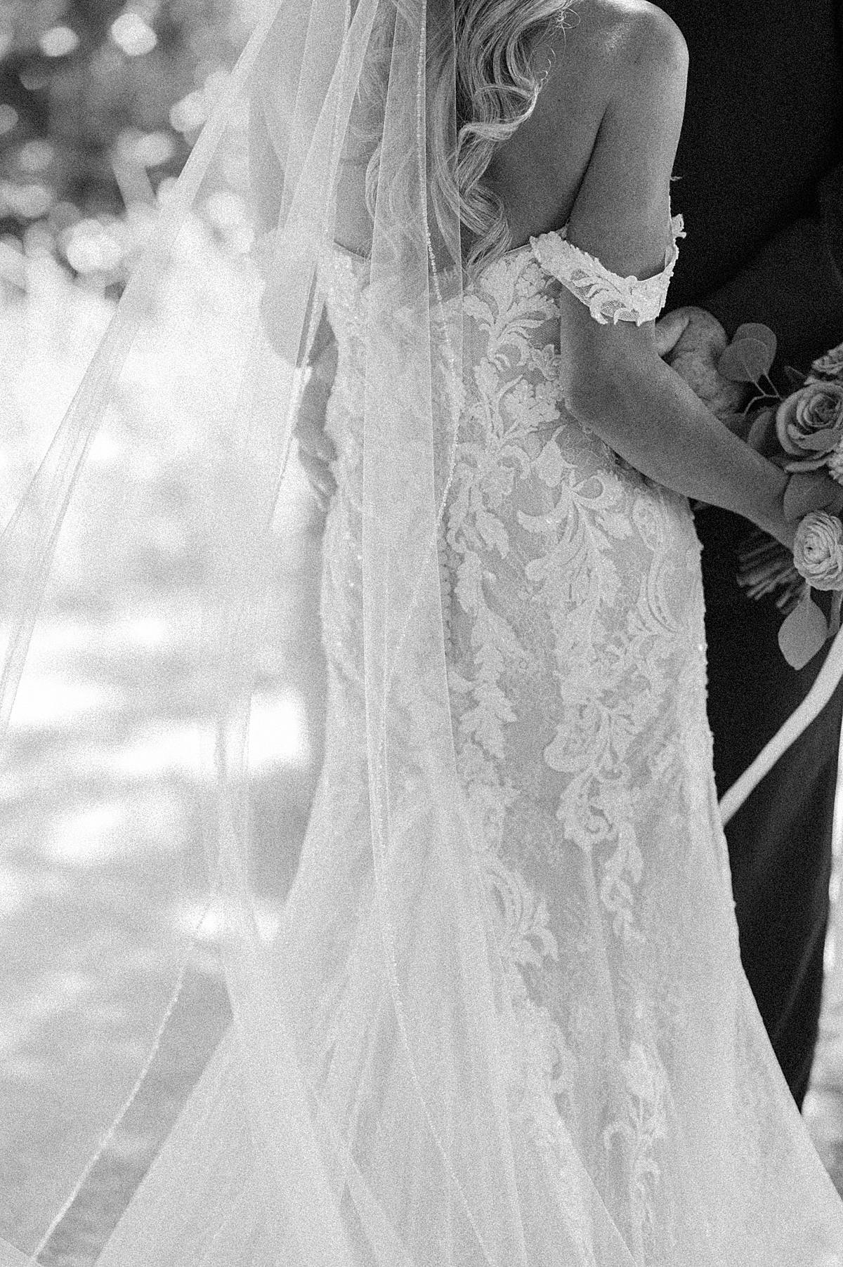 Justin Alexander lace wedding dress details