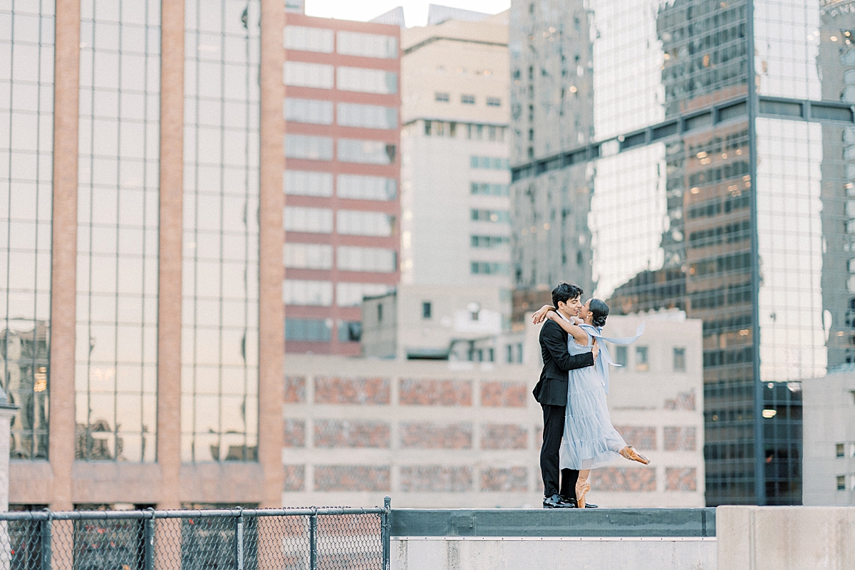 Denver Skyline Engagement Photos on Film