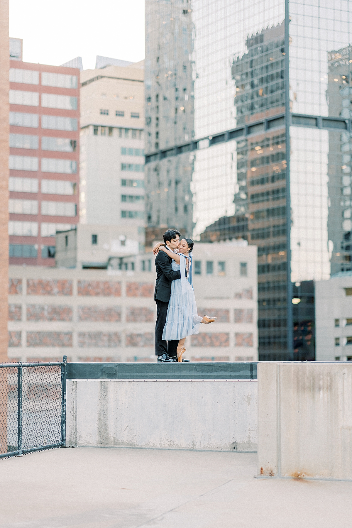 Denver Skyline Engagement Photos on Film