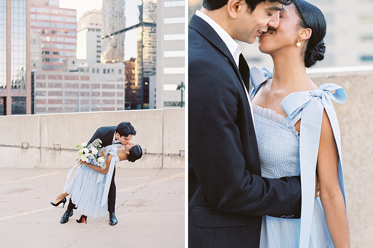 Denver Skyline Engagement Photos on Film