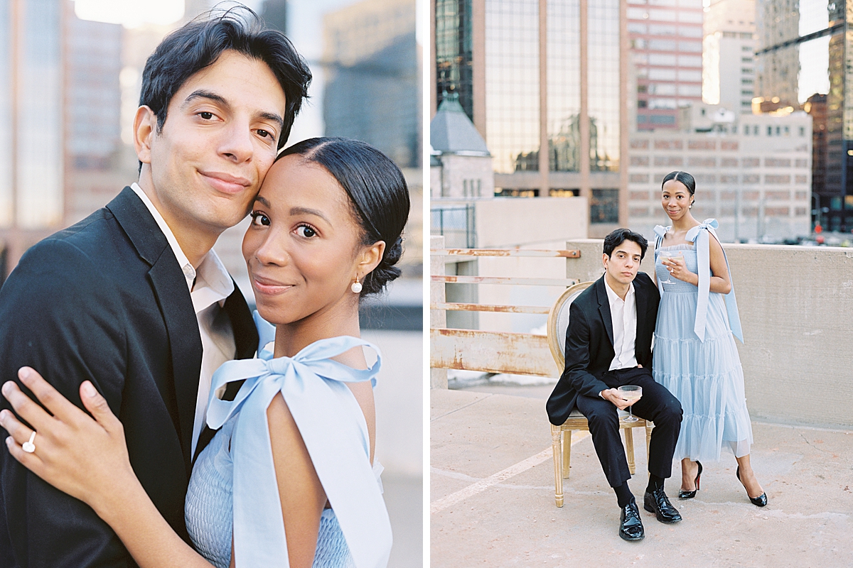 Denver Skyline Engagement Photos on Film