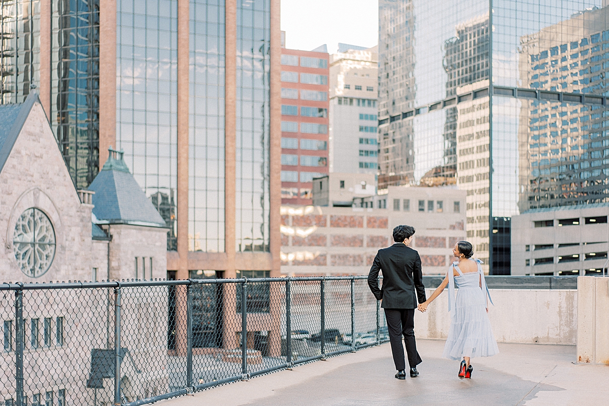 Denver Skyline Engagement Photos on Film