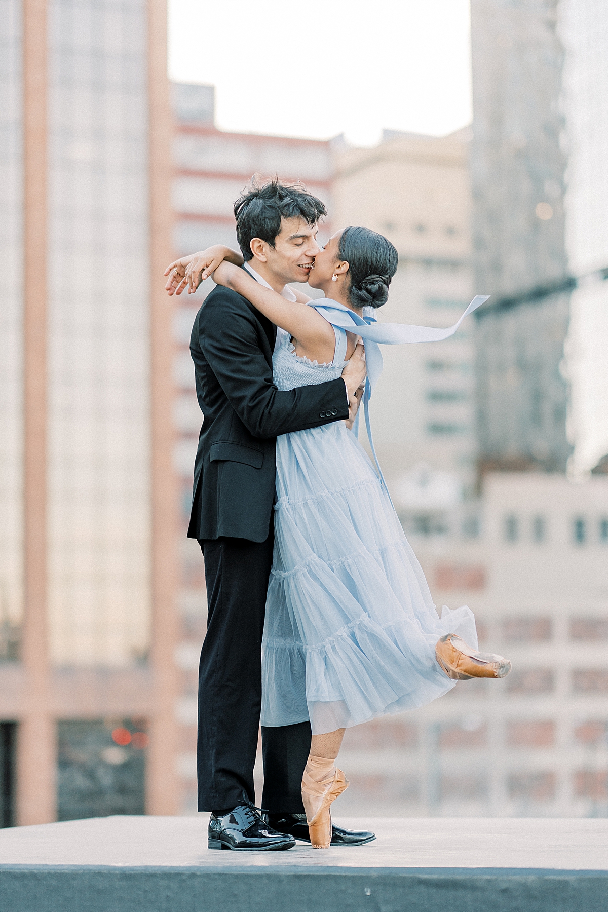 Denver Skyline Engagement Photos on Film