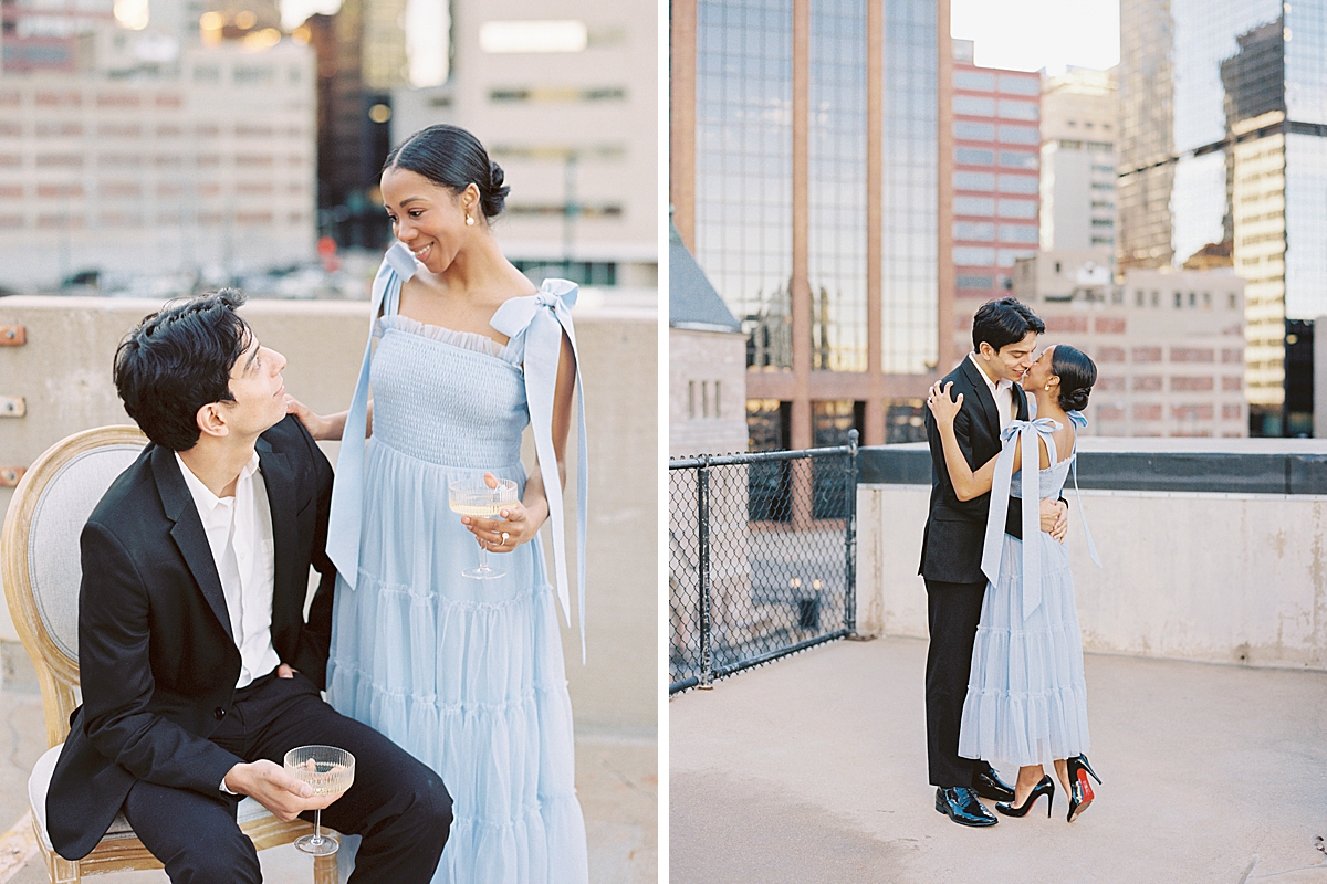 Denver Skyline Engagement Photos on Film