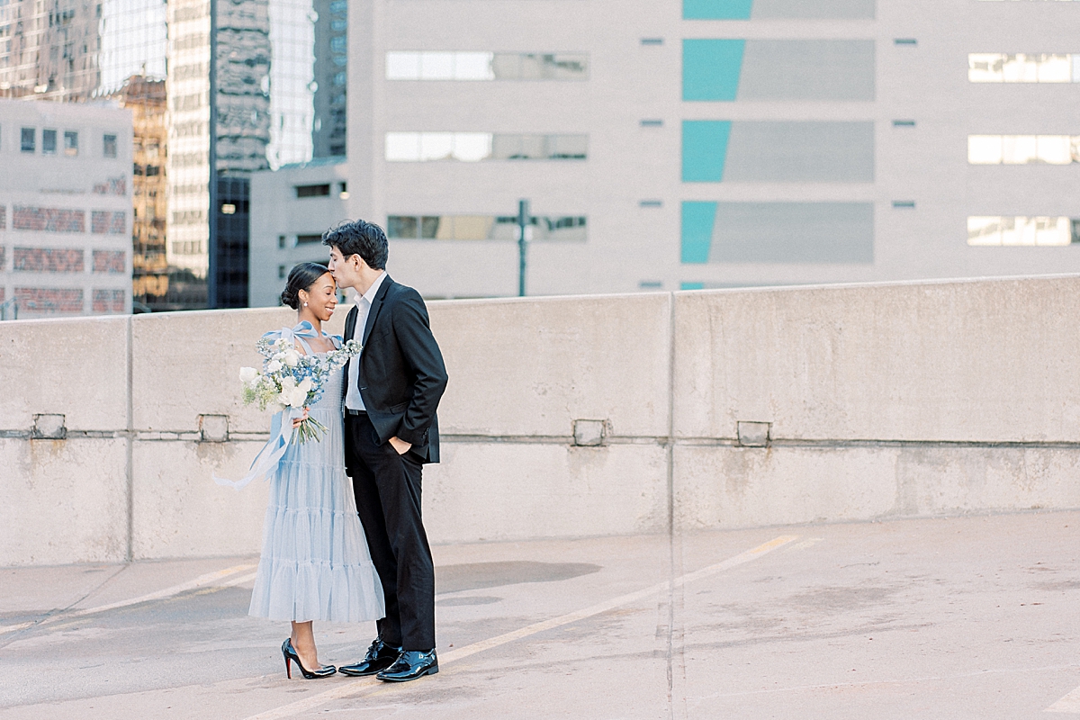 Denver Skyline Engagement Photos on Film