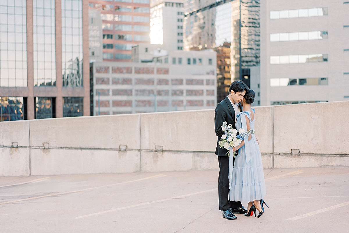 Denver Skyline Engagement Photos on Film