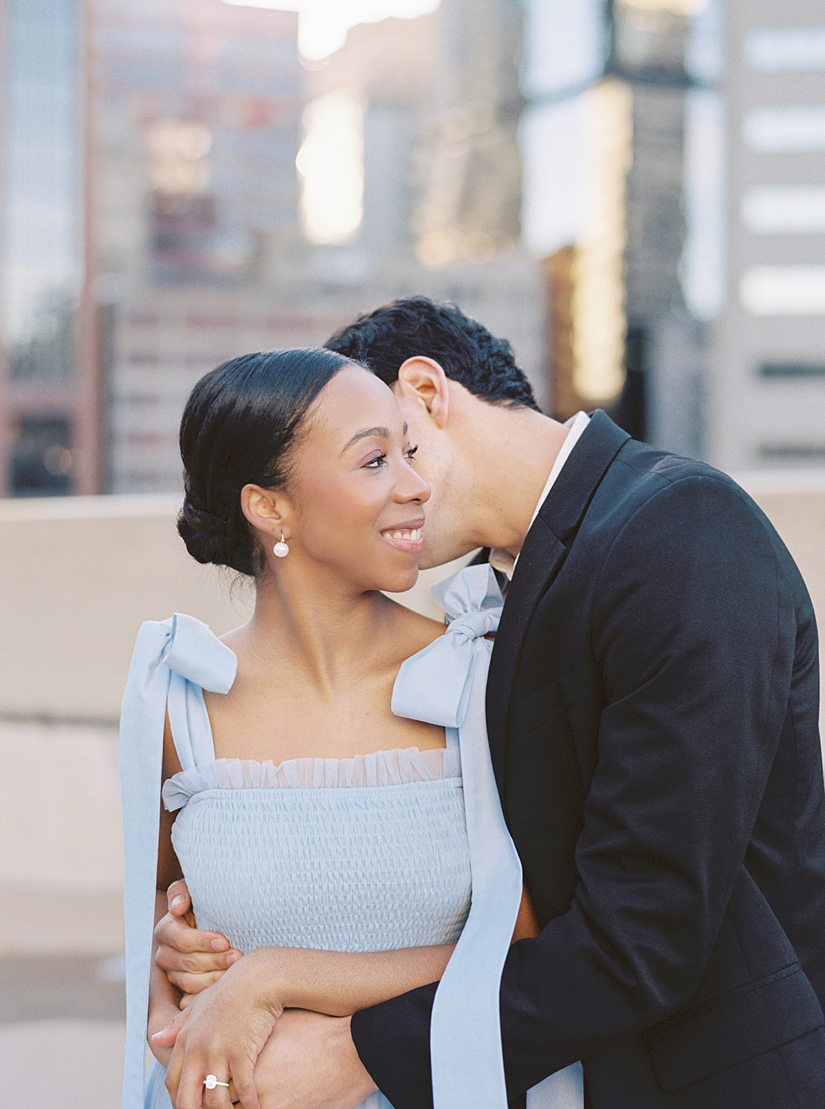 Denver Skyline Engagement Photos on Film