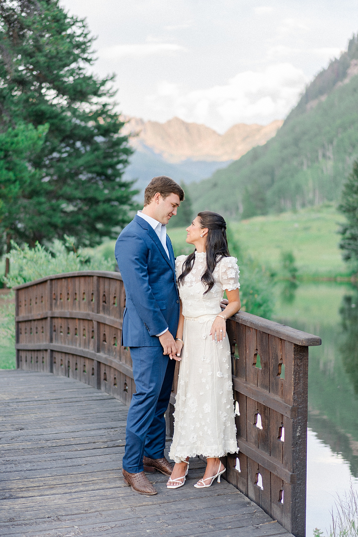 Vail engagement photographer takes engagement photos of a couple at the Vail golf club.