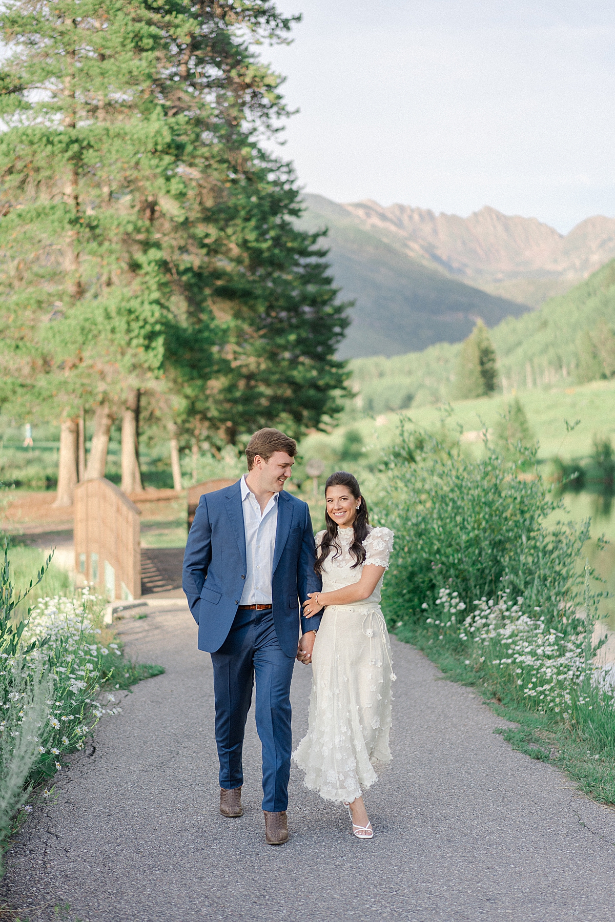 Vail engagement photographer takes engagement photos of a couple at the Vail golf club.