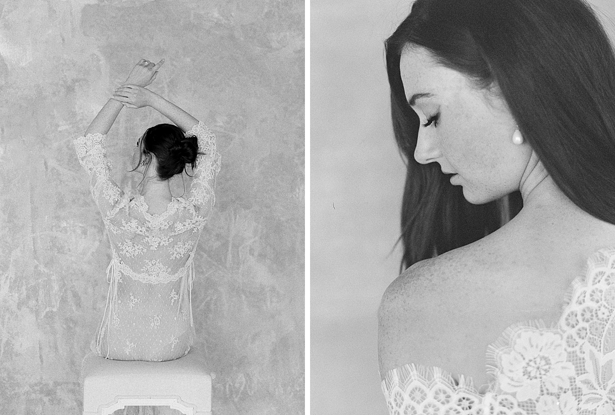 black and white film boudoir photography