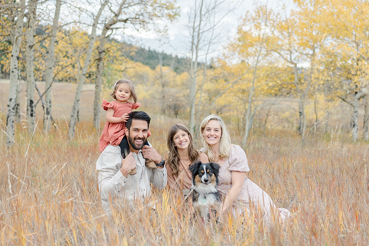 Evergreen Colorado family photos in the fall yellow aspens