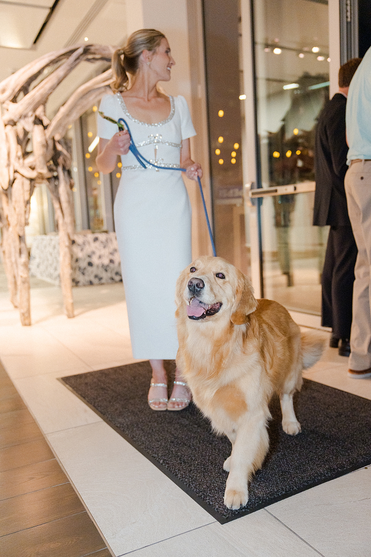 Wedding Welcome Party in Denver and Shelby, the golden retriever