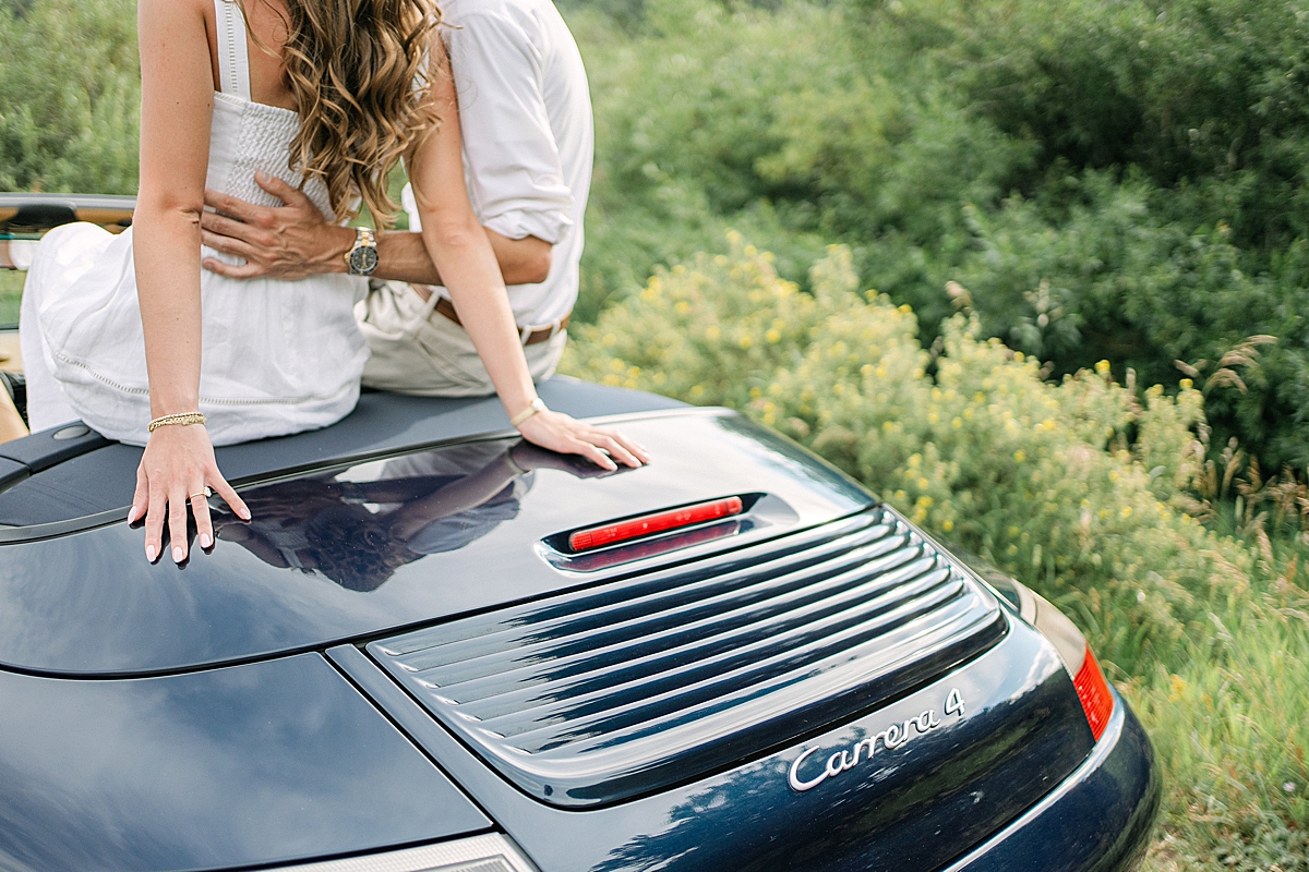 Rocky Mountain National Park engagement photos with a Porsche
