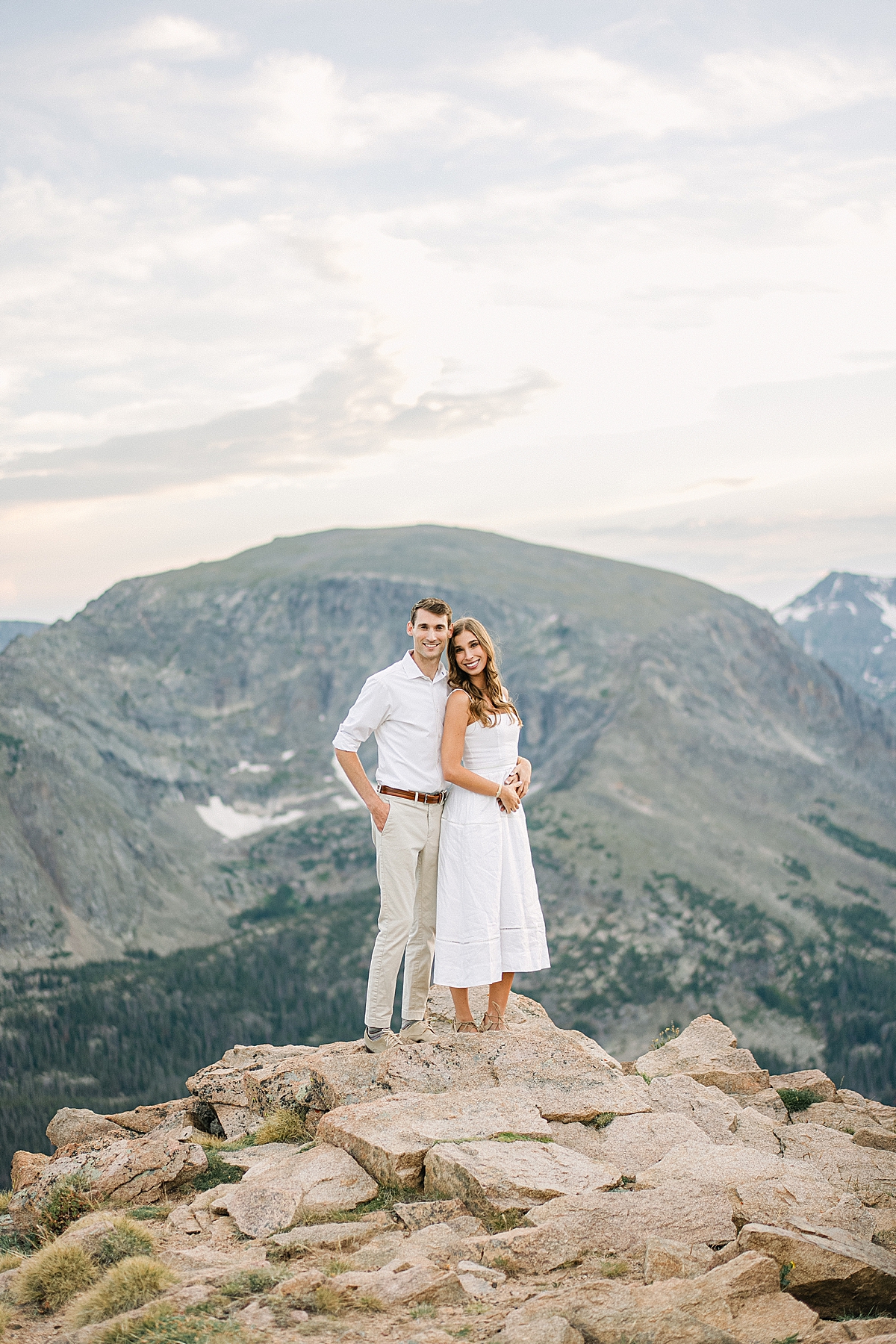 Rocky Mountain National Park engagement photos with a Porsche