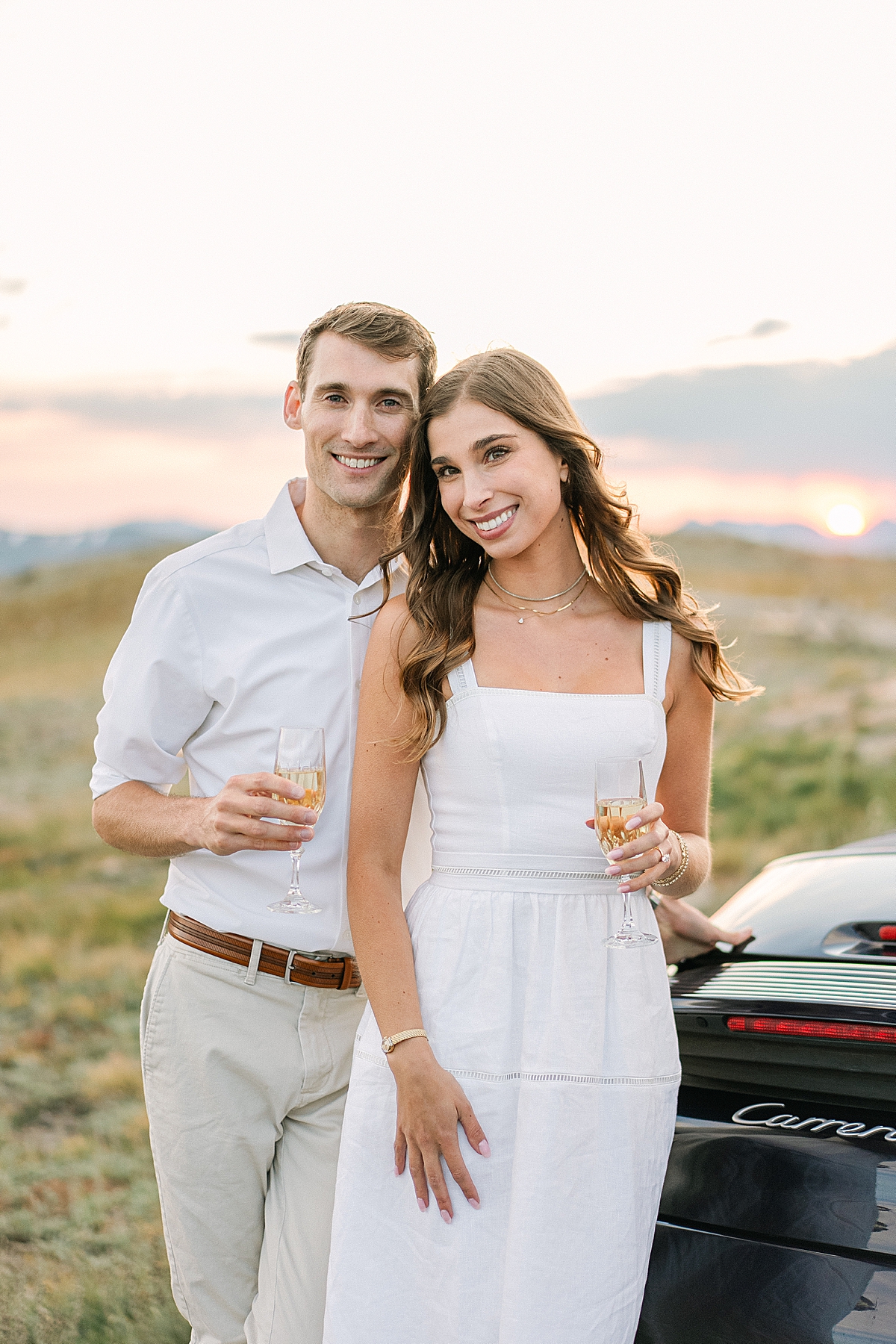 Rocky Mountain National Park engagement photos with a Porsche