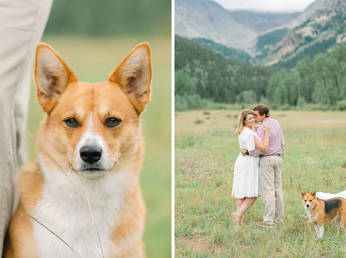 A couple embraces during their Aspen Colorado engagement photos.